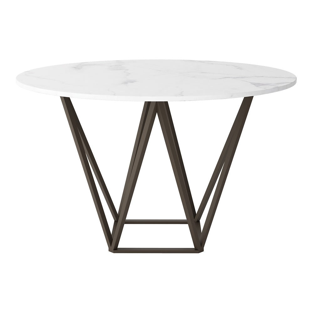 Mesa de Comedor para Food Court - ZUO TINTERN - Varios Colores - Cubierta de Piedra Compuesta Símil Mármol y Estructura de Acero con Recubrimiento en Polvo - 100715 - Zuo - NOGAL BEAT - Mesa Comercial Interior