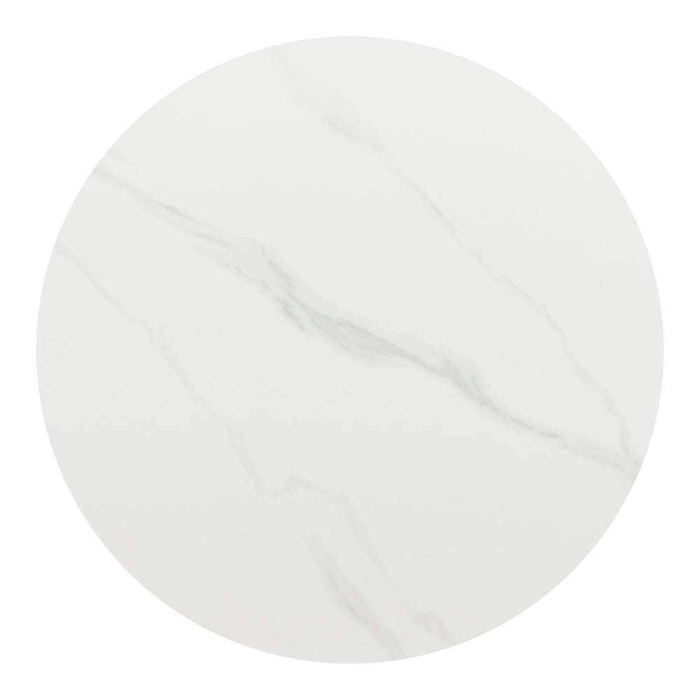 Mesa de Comedor para Food Court - ZUO TORU - Blanco - Cubierta de Piedra Sinterizada Símil Mármol y Estructura de Acero con Recubrimiento en Polvo - 110349 - Zuo - NOGAL BEAT - Mesa Comercial Interior