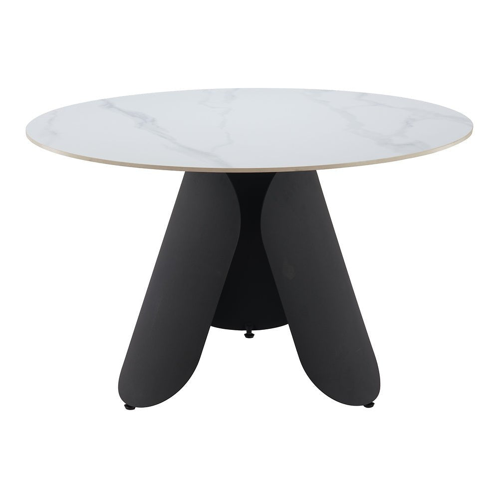 Mesa de Comedor para Food Court - ZUO TORU - Blanco - Cubierta de Piedra Sinterizada Símil Mármol y Estructura de Acero con Recubrimiento en Polvo - 110349 - Zuo - NOGAL BEAT - Mesa Comercial Interior