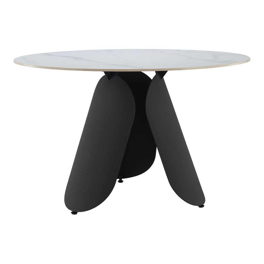 Mesa de Comedor para Food Court - ZUO TORU - Blanco - Cubierta de Piedra Sinterizada Símil Mármol y Estructura de Acero con Recubrimiento en Polvo - 110349 - Zuo - NOGAL BEAT - Mesa Comercial Interior