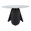 Mesa de Comedor para Food Court - ZUO TORU - Blanco - Cubierta de Piedra Sinterizada Símil Mármol y Estructura de Acero con Recubrimiento en Polvo - 110349 - Zuo - NOGAL BEAT - Mesa Comercial Interior