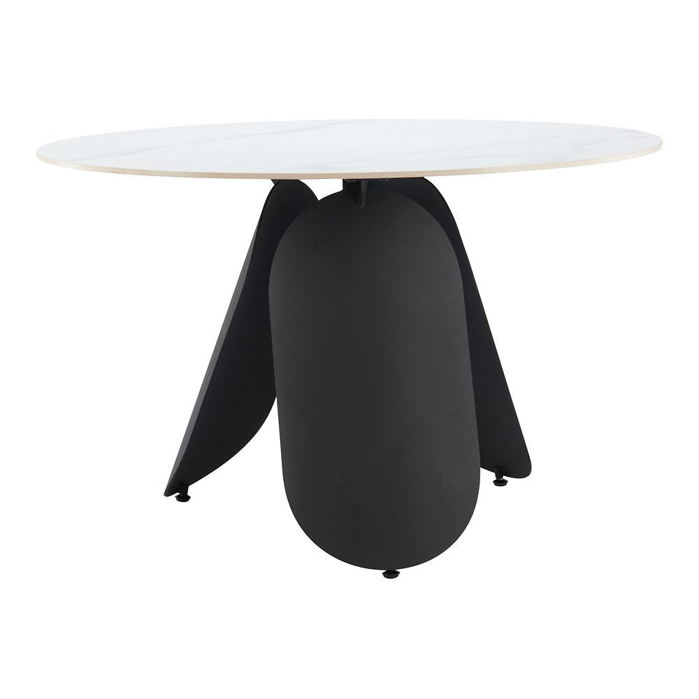 Mesa de Comedor para Food Court - ZUO TORU - Blanco - Cubierta de Piedra Sinterizada Símil Mármol y Estructura de Acero con Recubrimiento en Polvo - 110349 - Zuo - NOGAL BEAT - Mesa Comercial Interior