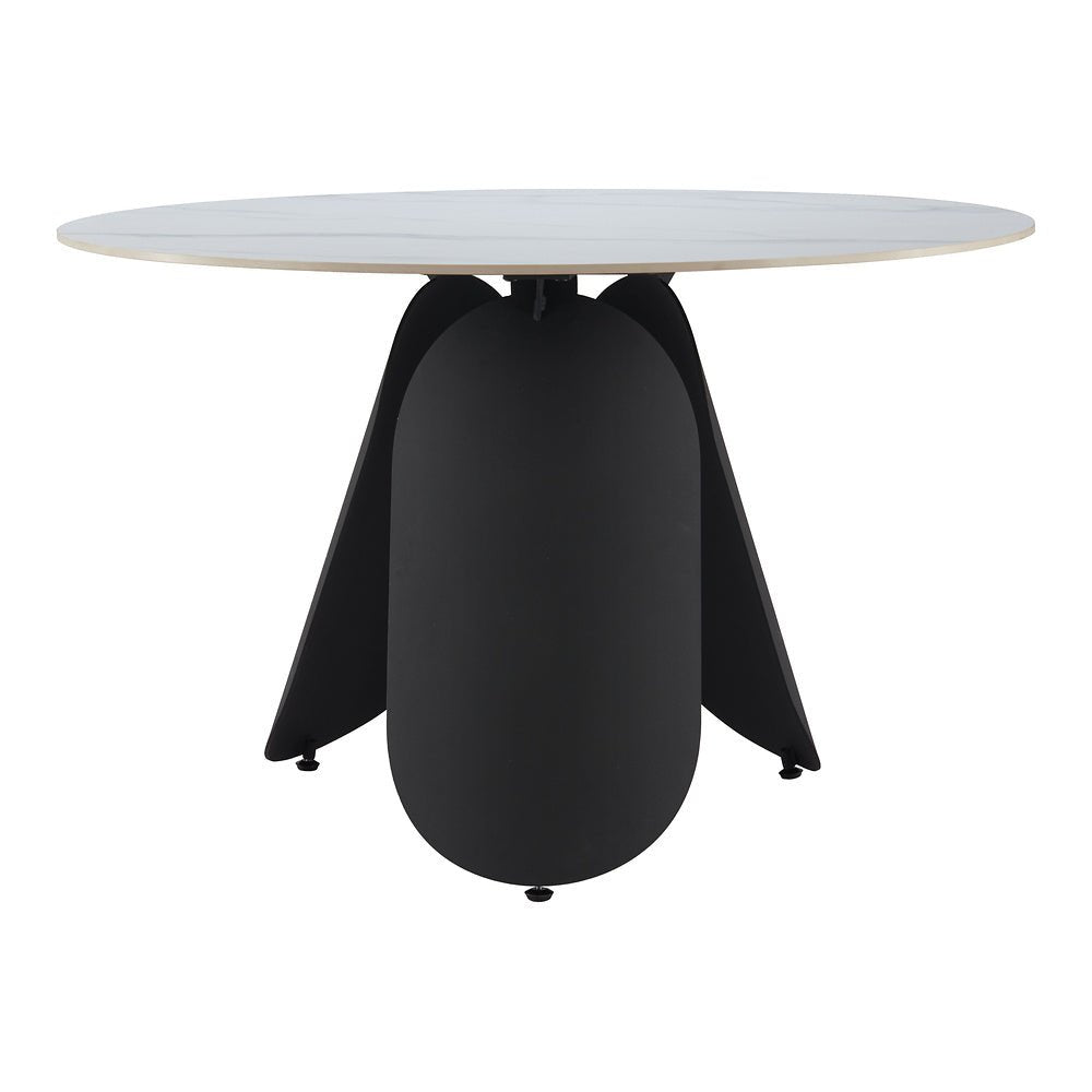 Mesa de Comedor para Food Court - ZUO TORU - Blanco - Cubierta de Piedra Sinterizada Símil Mármol y Estructura de Acero con Recubrimiento en Polvo - 110349 - Zuo - NOGAL BEAT - Mesa Comercial Interior