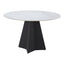 Mesa de Comedor para Hotel - ZUO IZAR - Blanco - Cubierta de Piedra Sinterizada Símil Mármol y Estructura de Acero con Recubrimiento en Polvo - 110356 - Zuo - NOGAL BEAT - Mesa Comercial Interior