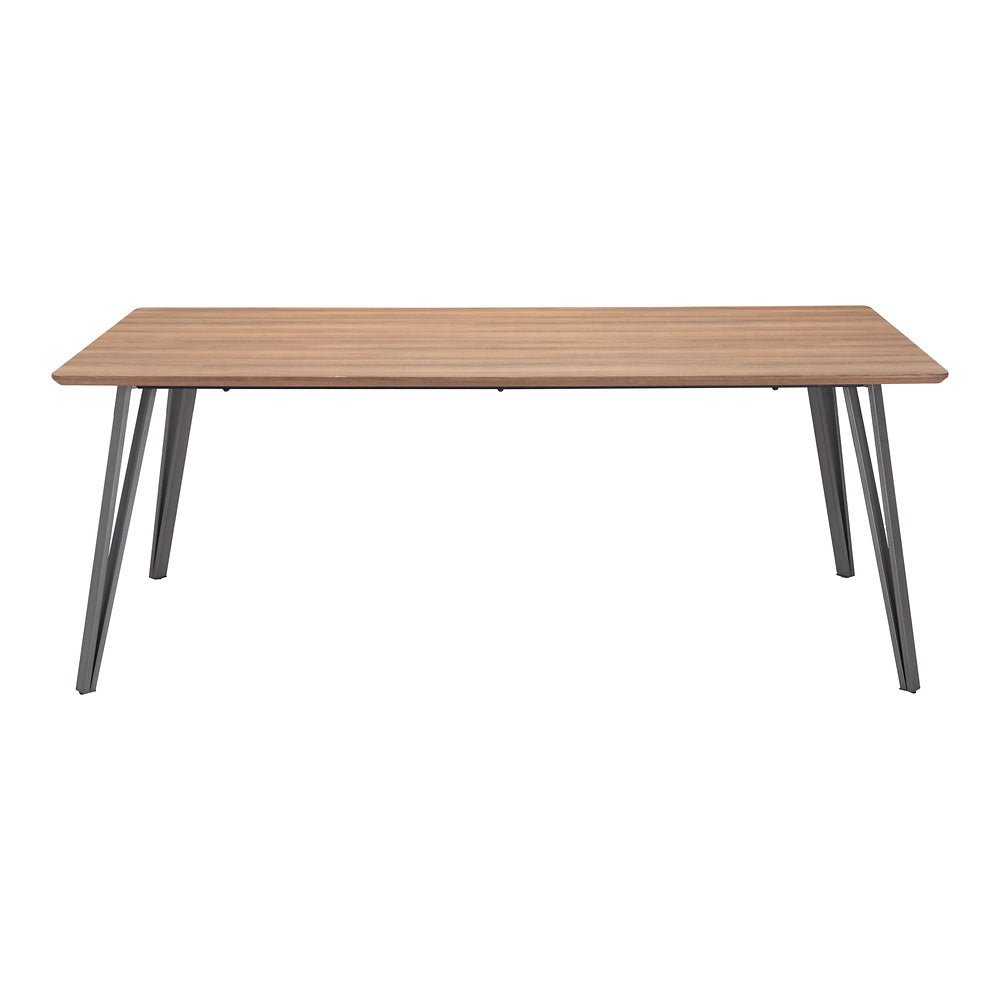Mesa de Comedor para Hotel - ZUO PERPIGNAN - Café - Cubierta de MDF Símil Madera y Estructura de Acero Pintado - 101888 - Zuo - NOGAL BEAT - Mesa Comercial Interior