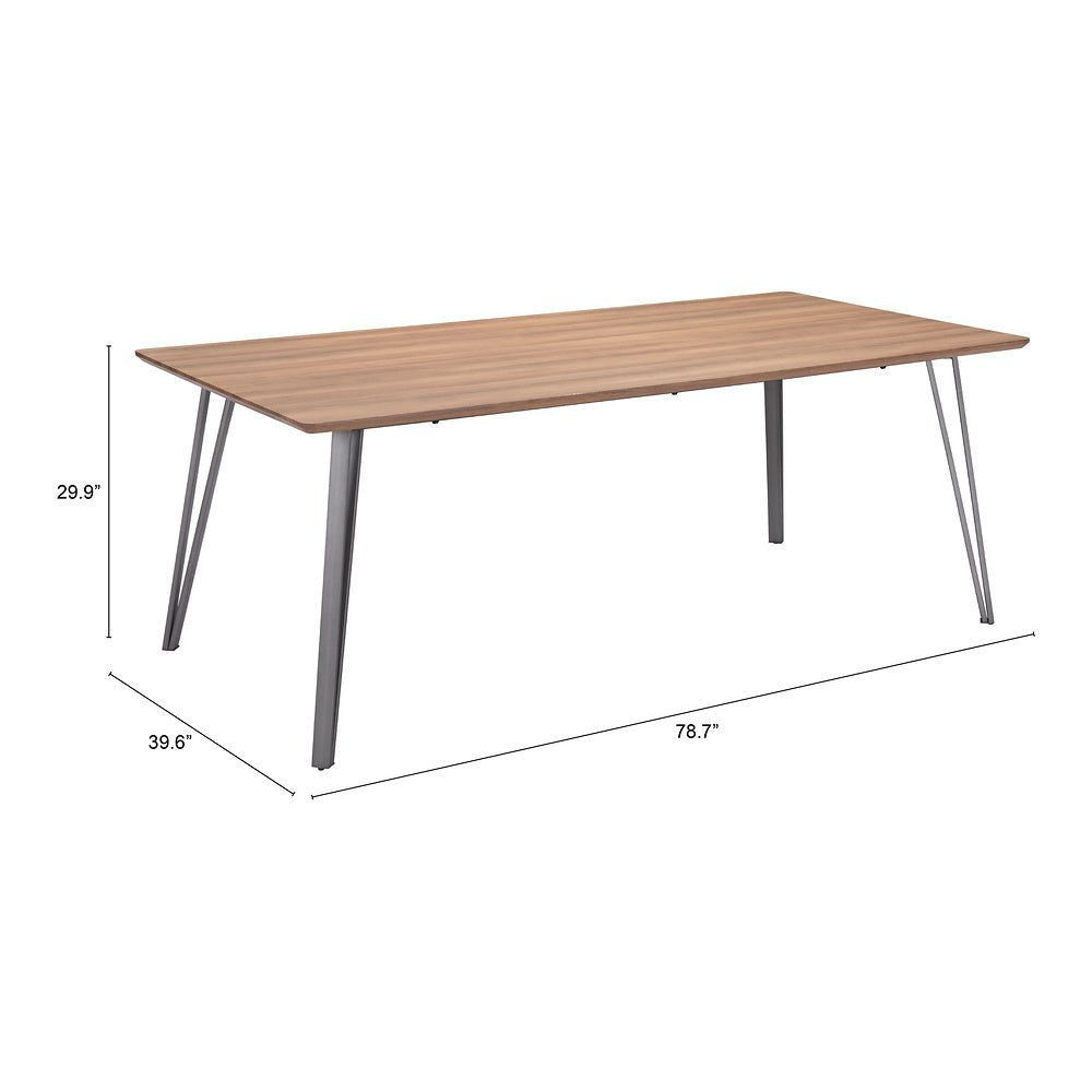 Mesa de Comedor para Hotel - ZUO PERPIGNAN - Café - Cubierta de MDF Símil Madera y Estructura de Acero Pintado - 101888 - Zuo - NOGAL BEAT - Mesa Comercial Interior