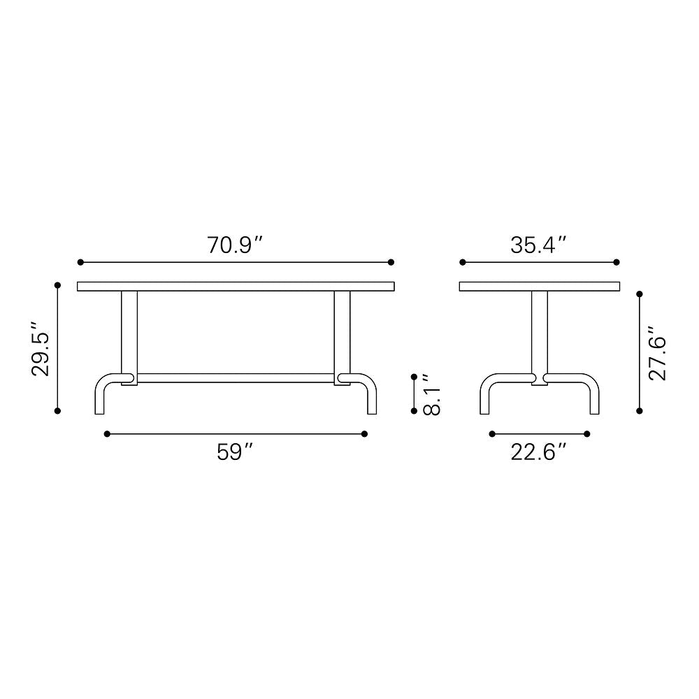Mesa de Comedor para Salón de Eventos - ZUO NEUM - Negro - Cubierta de MDF Símil Madera y Estructura de Acero Pintado - 110022 - Zuo - NOGAL BEAT - Mesa Comercial Interior
