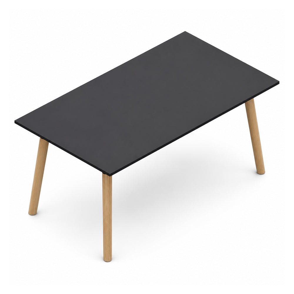Mesa de Juntas Rectangular - VERSA DASH - Estructura Metálica Negra con Patas de Madera de Haya - 120 × 100 cm - DS-712 - VERSA - NOGAL BEAT - Mesa de Juntas