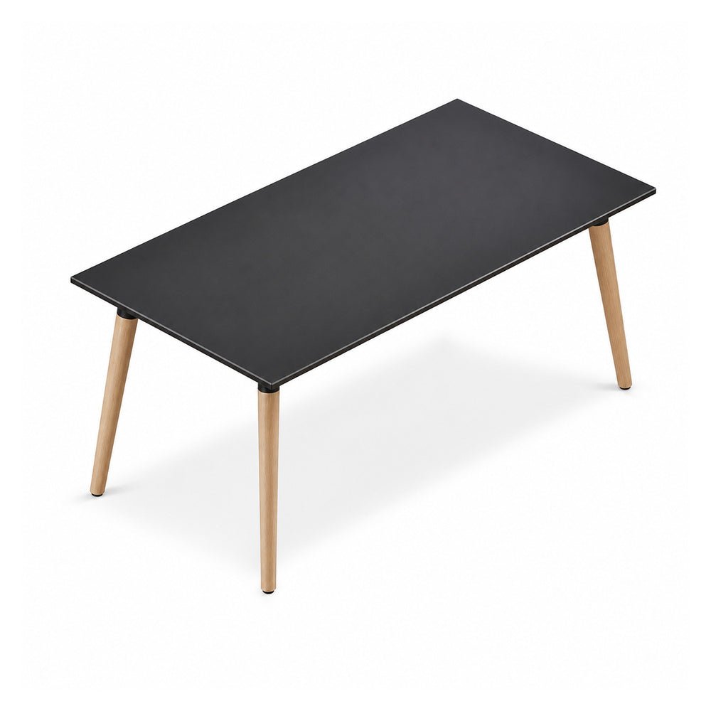 Mesa de Juntas Rectangular - VERSA DASH - Estructura Metálica Negra con Patas de Madera de Haya - 240 × 120 cm - DS-726 - VERSA - NOGAL BEAT - Mesa de Juntas