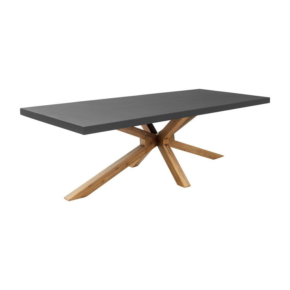 Mesa de Terraza para Hotel - ZUO SUAN RECTANGULAR - Gris - Cubierta de Duralcrete Símil Concreto y Estructura de Madera de Acacia - 704095 - Zuo - NOGAL BEAT - Mesa de Terraza