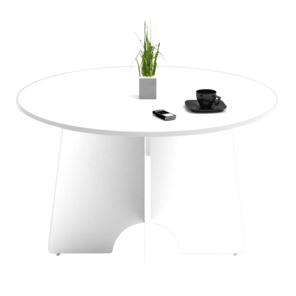 Mesa de trabajo redonda Ofik 256 en melamina termofusionada para oficina