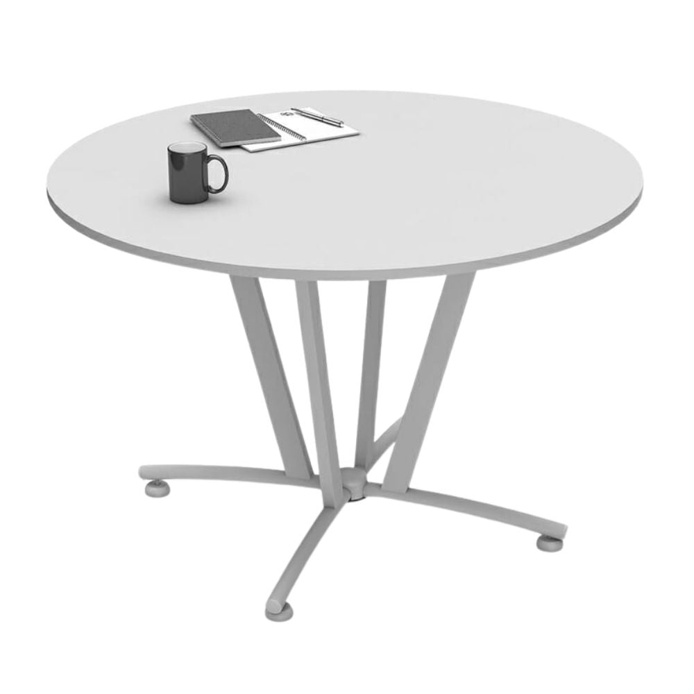 Mesa de trabajo redonda OFIK 272 Napoles 719 con cubierta de melamina y estructura de acero