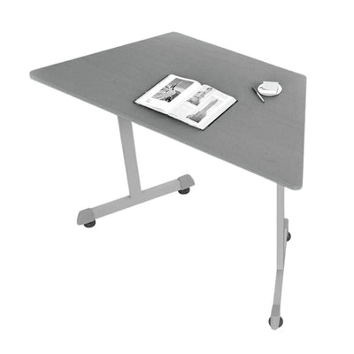 Mesa de trabajo trapezoidal OFIK 258 con cubierta de melamina y estructura de acero