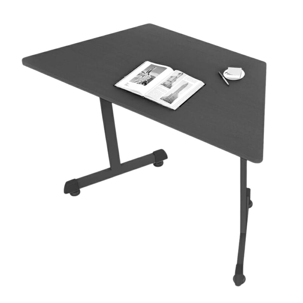 Mesa de trabajo trapezoidal OFIK 258 con cubierta de melamina y estructura de acero