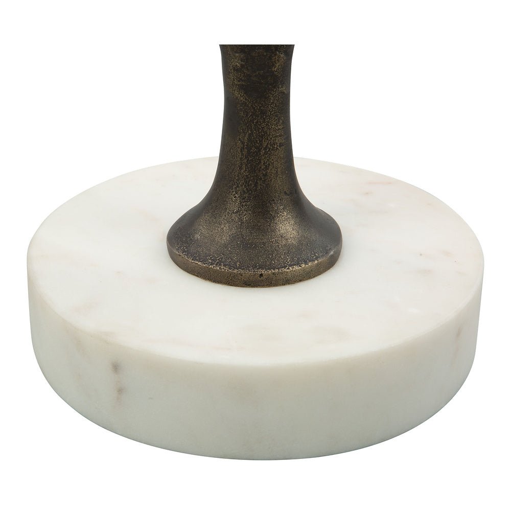 Mesa Decorativa para Coworking - ZUO BONITA - Bronce - Cubierta de Mármol Natural y Estructura de Aluminio Pintado - 109881 - Zuo - NOGAL BEAT - Mesa Comercial Interior