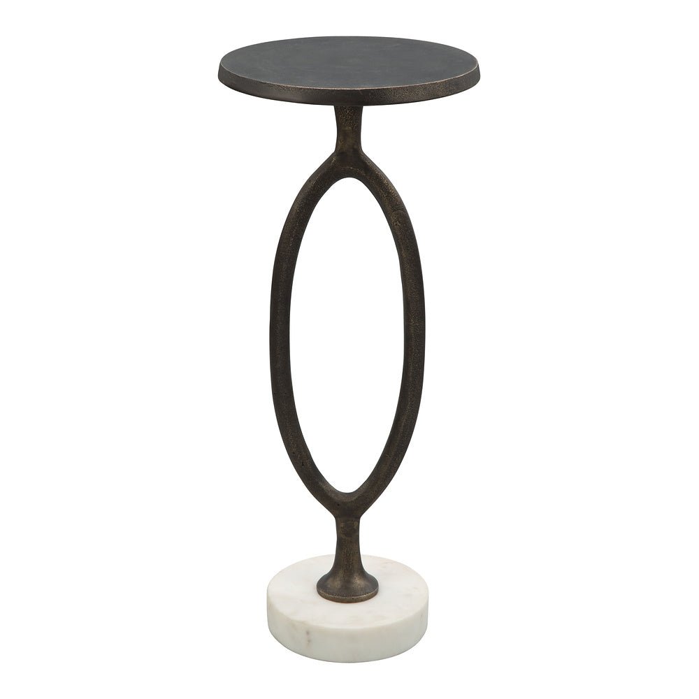 Mesa Decorativa para Coworking - ZUO BONITA - Bronce - Cubierta de Mármol Natural y Estructura de Aluminio Pintado - 109881 - Zuo - NOGAL BEAT - Mesa Comercial Interior