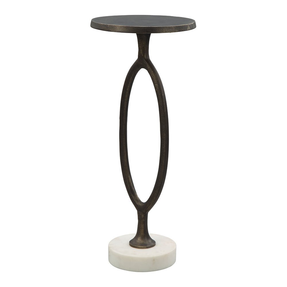 Mesa Decorativa para Coworking - ZUO BONITA - Bronce - Cubierta de Mármol Natural y Estructura de Aluminio Pintado - 109881 - Zuo - NOGAL BEAT - Mesa Comercial Interior