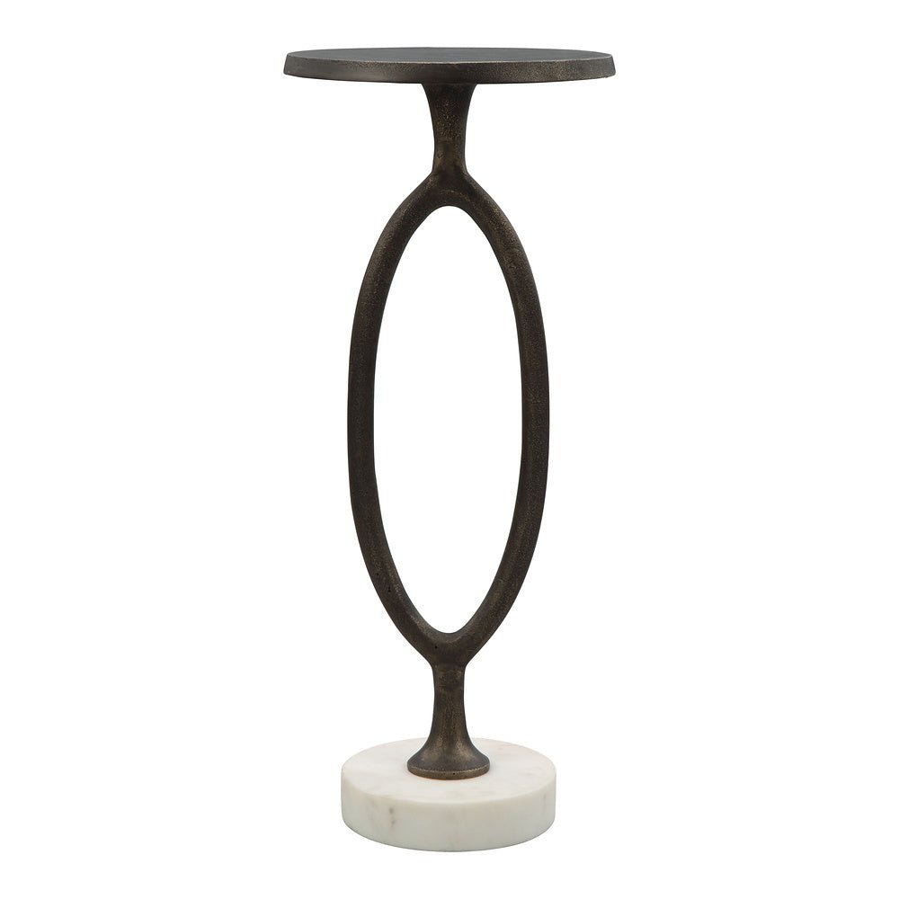 Mesa Decorativa para Coworking - ZUO BONITA - Bronce - Cubierta de Mármol Natural y Estructura de Aluminio Pintado - 109881 - Zuo - NOGAL BEAT - Mesa Comercial Interior