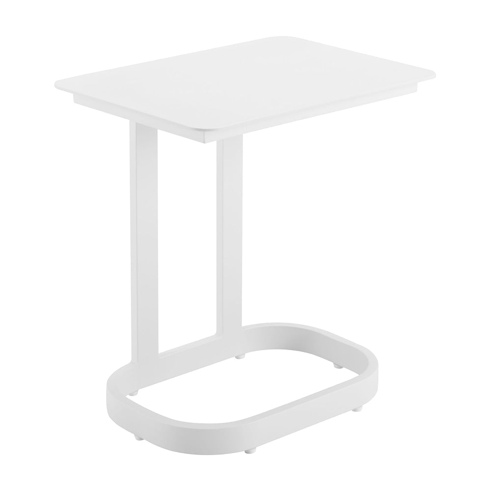 Mesa Lateral de Terraza para Hotel - ZUO FRISS - Blanco - Estructura y Cubierta en Aluminio con Recubrimiento en Polvo - 704066 - Zuo - NOGAL BEAT - Mesa de Terraza