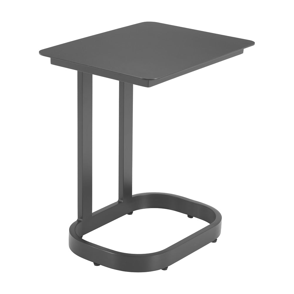 Mesa Lateral de Terraza para Hotel - ZUO FRISS - Negro - Cubierta de Aluminio Símil Madera y Estructura de Aluminio con Recubrimiento en Polvo - 704067 - Zuo - NOGAL BEAT - Mesa de Terraza