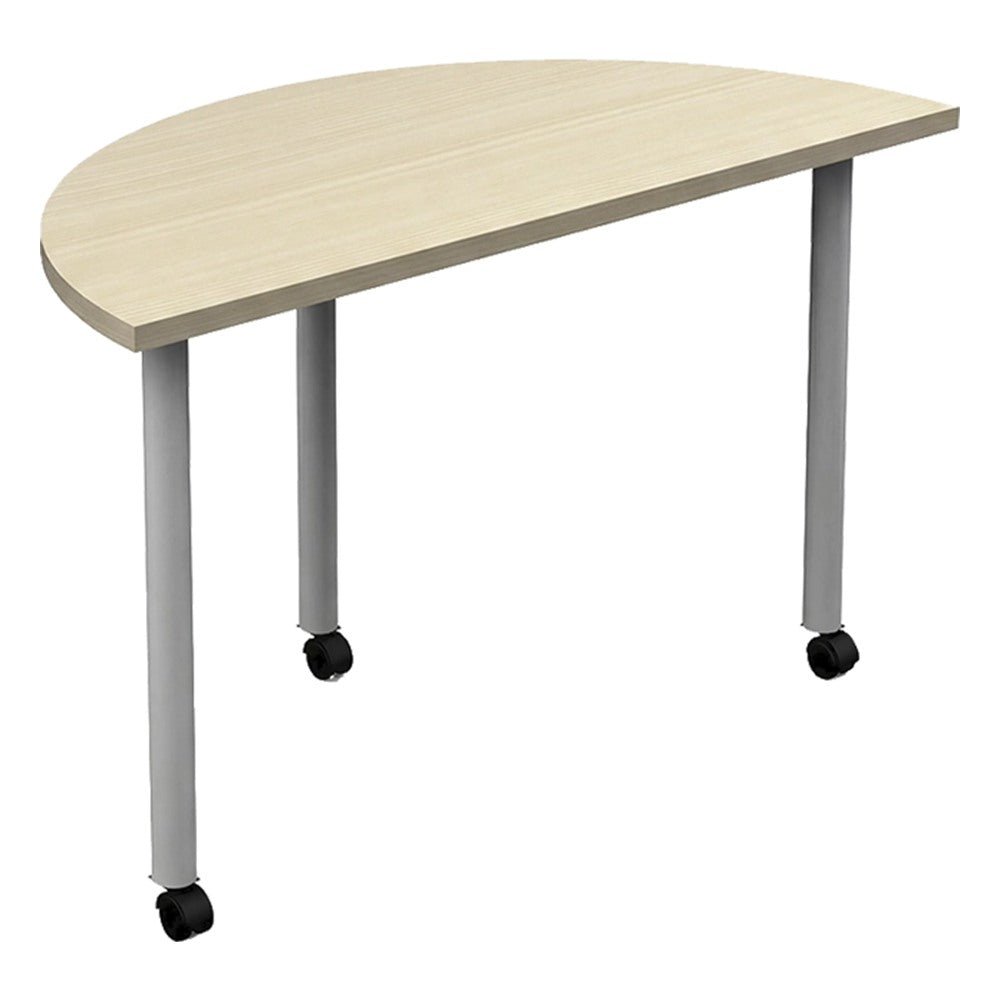 Mesa Medio Círculo para Área Colaborativa - GEBESA URBAN - Frente 121 cm - Base Móvil - GBU504120 - GEBESA - NOGAL BEAT - Mesa Comercial Interior