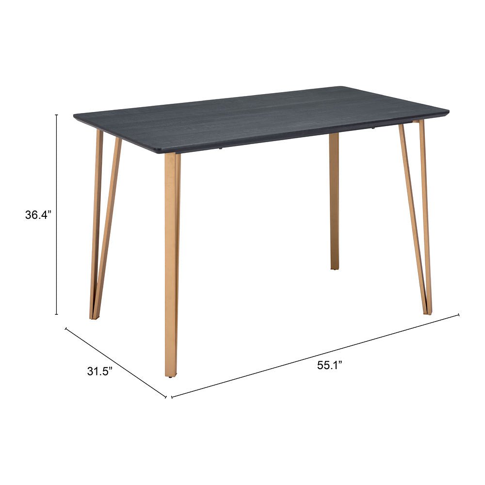 Mesa Mostrador para Bistró - ZUO DEUS - Negro - Cubierta de MDF Símil Madera y Estructura de Acero Pintado - 101890 - Zuo - NOGAL BEAT - Mesa Comercial Interior