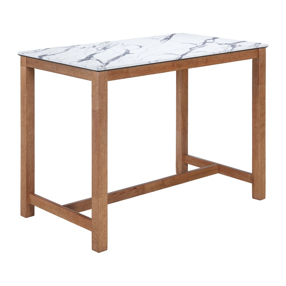 Mesa Mostrador para Comedor de Empresa - ZUO FEIN - Blanco - Cubierta de Madera de Hule Símil Mármol y Estructura de Madera Maciza de Hule - 110587 - Zuo - NOGAL BEAT - Mesa Comercial Interior