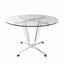 MESA NAPOLES OFIK 257 | Mesa Redonda de Vidrio 719GL | Regatones Ajustables | 4 Personas | Cubierta Cristal | Base Estructura Metálica | Interior - 257 - OFIK - NOGAL BEAT - Mesas