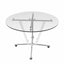 MESA NAPOLES OFIK 257 | Mesa Redonda de Vidrio 719GL | Regatones Ajustables | 4 Personas | Cubierta Cristal | Base Estructura Metálica | Interior - 257 - OFIK - NOGAL BEAT - Mesas