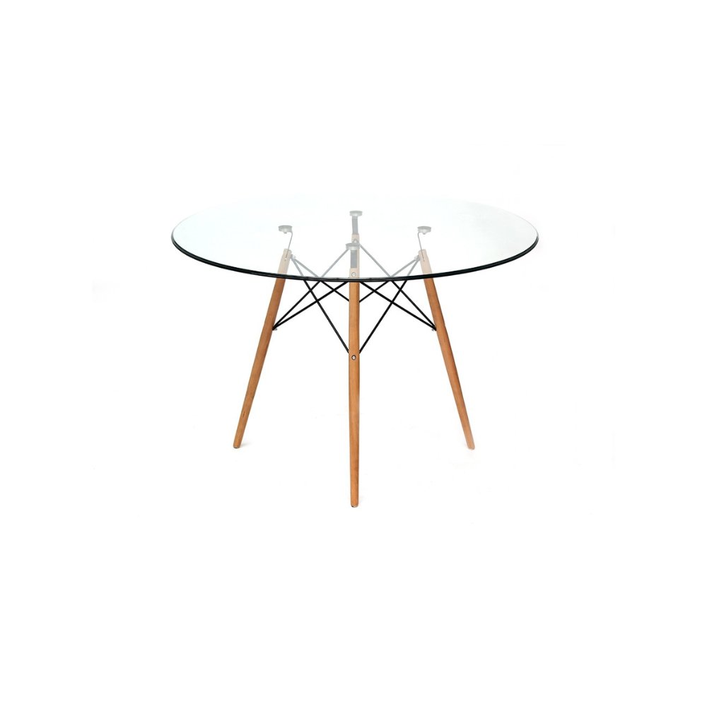 MESA NOGAL BEAT BERLÍN TABLE 1.20 CRISTAL | Mesa Ocasional Casual Interiores Departamento Estilizada Elegante | 120 cm | Base 4 Puntas | Cristal | Interior - BERLÍN TABLE 1.20 CRISTAL - MDO - NOGAL BEAT - Mesas