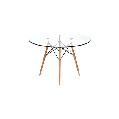 MESA NOGAL BEAT BERLÍN TABLE 1.20 CRISTAL | Mesa Ocasional Casual Interiores Departamento Estilizada Elegante | 120 cm | Base 4 Puntas | Cristal | Interior - BERLÍN TABLE 1.20 CRISTAL - MDO - NOGAL BEAT - Mesas