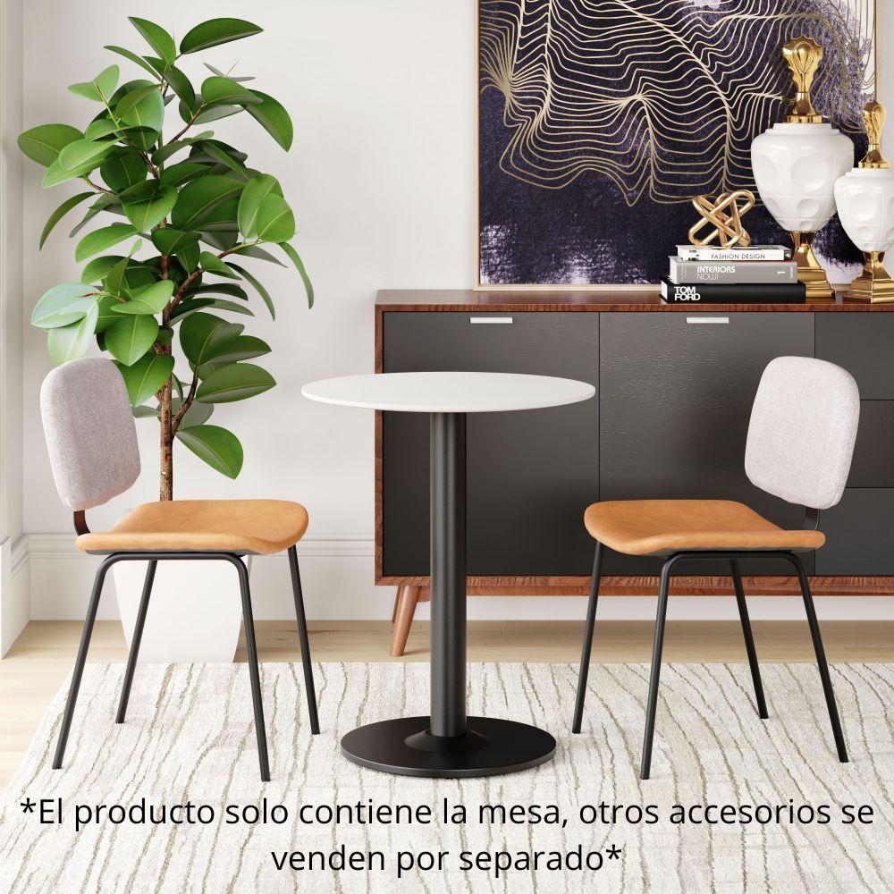 MESA NOGAL BEAT BISTRO | Mesa Moderna para Restaurante | 75 cm | Estructura Acero Negro | Blanco | MDF Pintado | Interior - 101569 - Zuo - NOGAL BEAT - Mesas