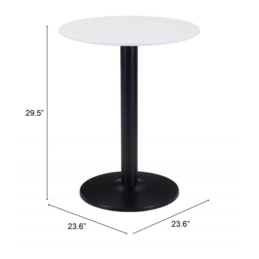 MESA NOGAL BEAT BISTRO | Mesa Moderna para Restaurante | 75 cm | Estructura Acero Negro | Blanco | MDF Pintado | Interior - 101569 - Zuo - NOGAL BEAT - Mesas