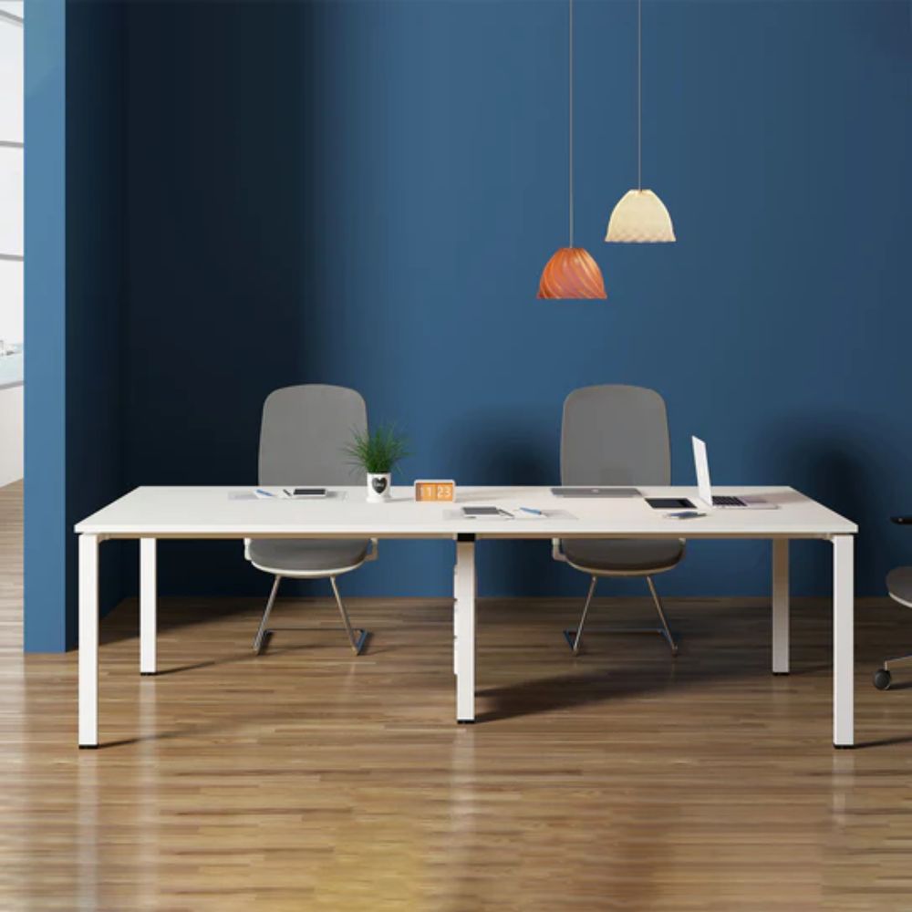 Mesa de juntas Nogal Beat Zadar 240 color blanco con tablero de melamina y patas de acero
