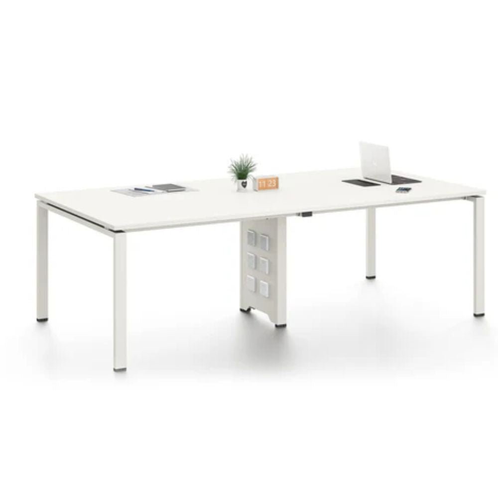 Mesa de juntas Nogal Beat Zadar 240 color blanco con tablero de melamina y patas de acero
