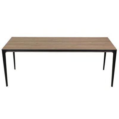 Mesa rectangular NOGAL BEAT AUSTRIA con estructura metálica y cubierta de porcelanato natural