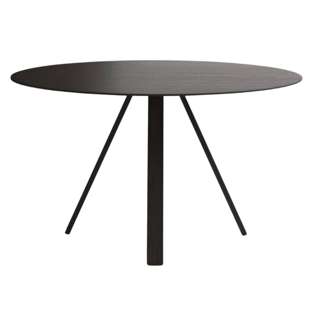 Mesa redonda Colos VU B/T-1300 con base tripie en V y cubierta multicapa laminada HPL