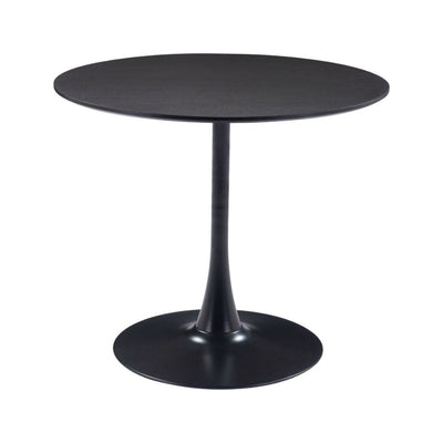 Mesa redonda para cafetería Zuo Opus 109558 negra con cubierta de MDF imitación madera sobre pedestal de acero