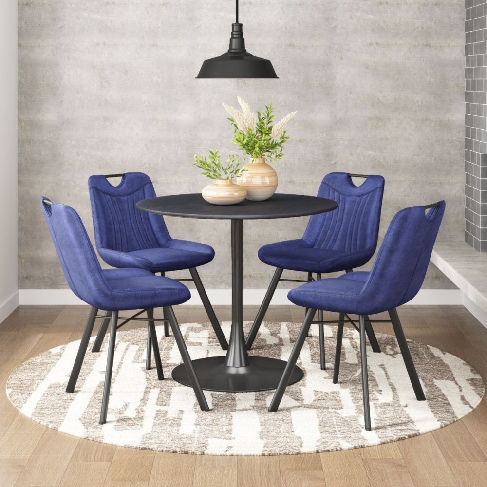 Mesa redonda para cafetería Zuo Opus 109558 negra con cubierta de MDF imitación madera sobre pedestal de acero