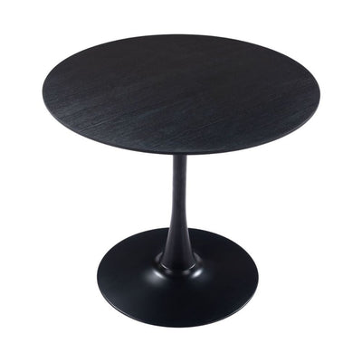 Mesa redonda para cafetería Zuo Opus 109558 negra con cubierta de MDF imitación madera sobre pedestal de acero