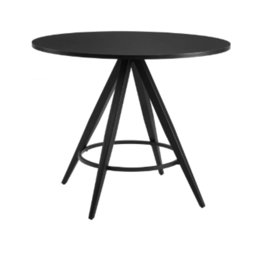 Mesa redonda Zuo Dinos 110052 negra con cubierta de madera y base de acero