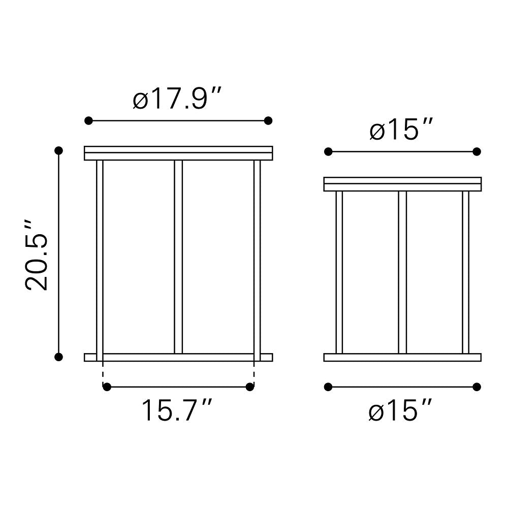 Mesas Nido para Sala de Espera - ZUO BARI - Natural - Cubierta de Madera de Mango y Estructura de Hierro Electrochapado - 109776 - Zuo - NOGAL BEAT - Mesa Comercial Interior