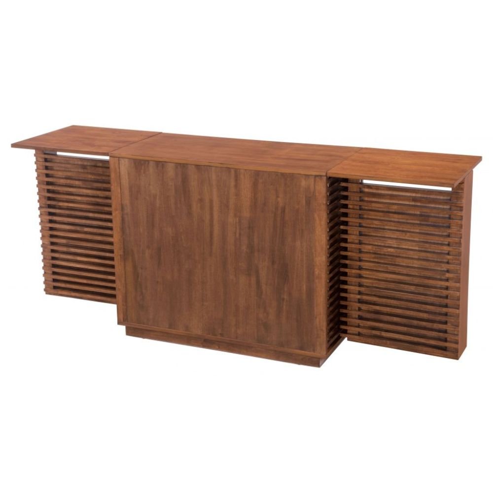 MUEBLE BAR NOGAL BEAT LINEA | Mueble Bar Nogal para Botellas y Copas | 2 Puertas 2 Cajones | Madera de Caucho Chapada en Nogal MDF | Interior - 100670 - Zuo - NOGAL BEAT - Credenza