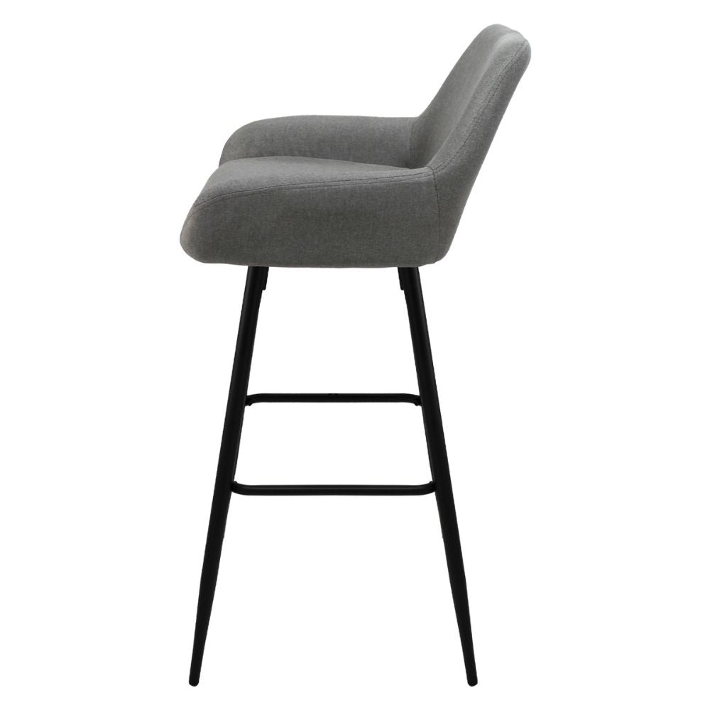 Nogal Beat Aarau Banco Alto Tapizado Tela Base Metalica Uso Interior Diseño Nordico - BANC0903620 - Mundo In - NOGAL BEAT - Bancos