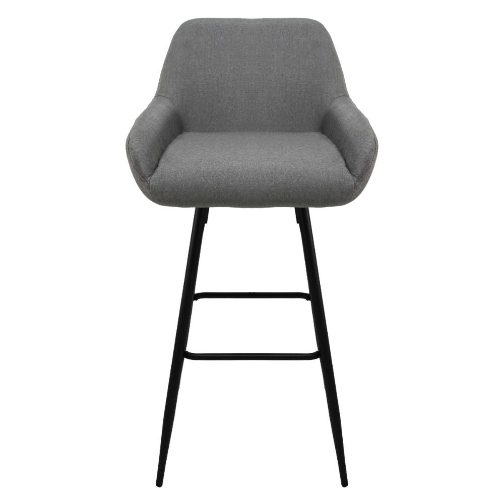 Nogal Beat Aarau Banco Alto Tapizado Tela Base Metalica Uso Interior Diseño Nordico - BANC0903620 - Mundo In - NOGAL BEAT - Bancos