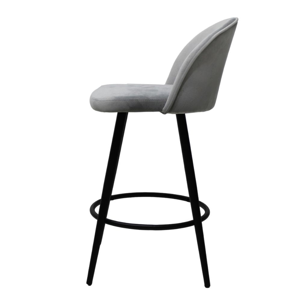 Nogal Beat Avila Banco Alto Tapizado Tela Tipo Terciopelo Uso Interior Diseño Nordico - BANC0903741 - Mundo In - NOGAL BEAT - Bancos