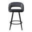 Banco bajo Kingstrong Cádiz con asiento y respaldo tapizados en tela y base de metal en acabado mate.