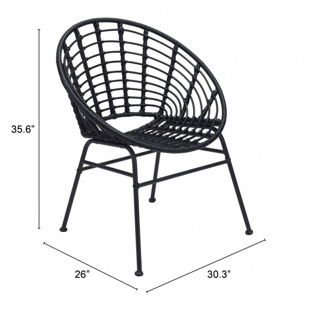 NOGAL BEAT COHEN | Silla de Comedor | Extructura en Acero | Negro | Tejido Ratán Sintético | Exterior - 703940 - Zuo - NOGAL BEAT -