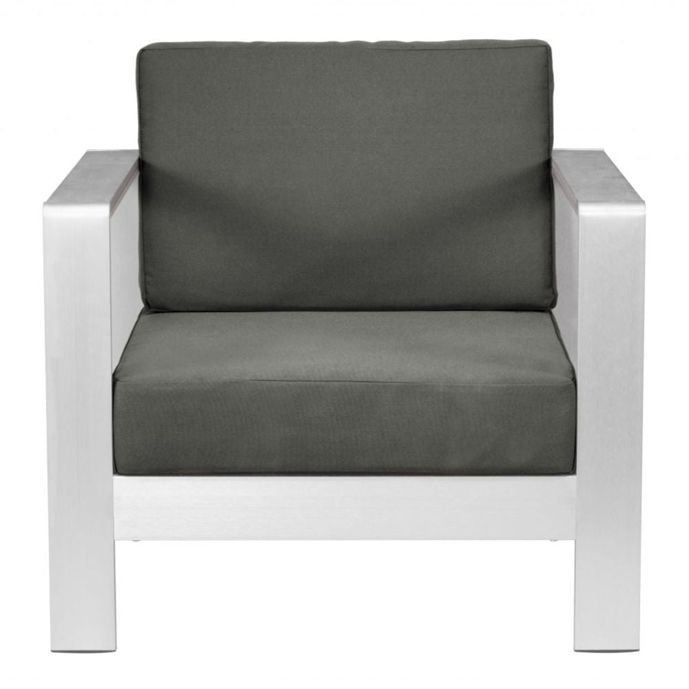 NOGAL BEAT COSMOPOLITAN | Sillon Terraza Aire Libre | Marco en Aluminio | Gris Obscuro | Polietileno Imitacion Madera | Exterior - 703985 - Zuo - NOGAL BEAT -