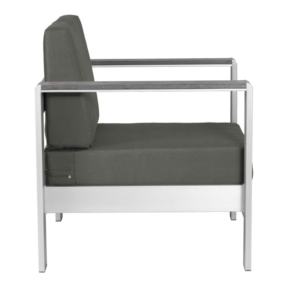 NOGAL BEAT COSMOPOLITAN | Sillon Terraza Aire Libre | Marco en Aluminio | Gris Obscuro | Polietileno Imitacion Madera | Exterior - 703985 - Zuo - NOGAL BEAT -